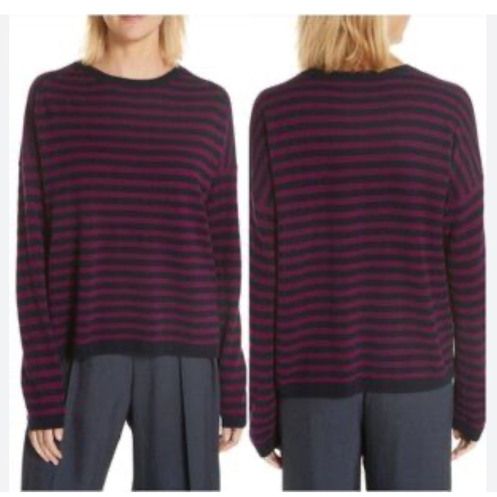 Vince Black and Purple Striped Sweater